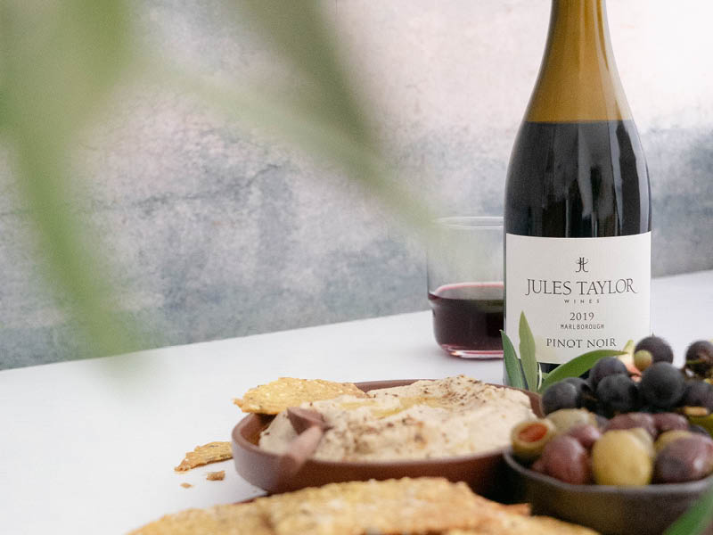 PINOT NOIR, SMOKY EGGPLANT DIP + HOMEMADE CRACKERS - Jules Taylor Wines