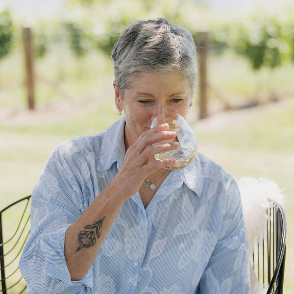 Jules Taylor Tasting Wine